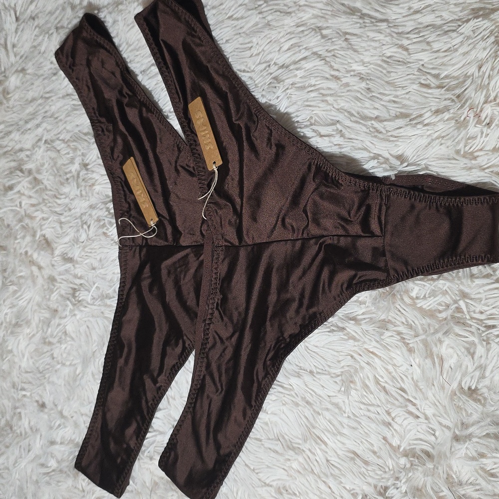 2pc SKIMS Stretch Satin Cheeky Tanga Cocoa  4X NWT